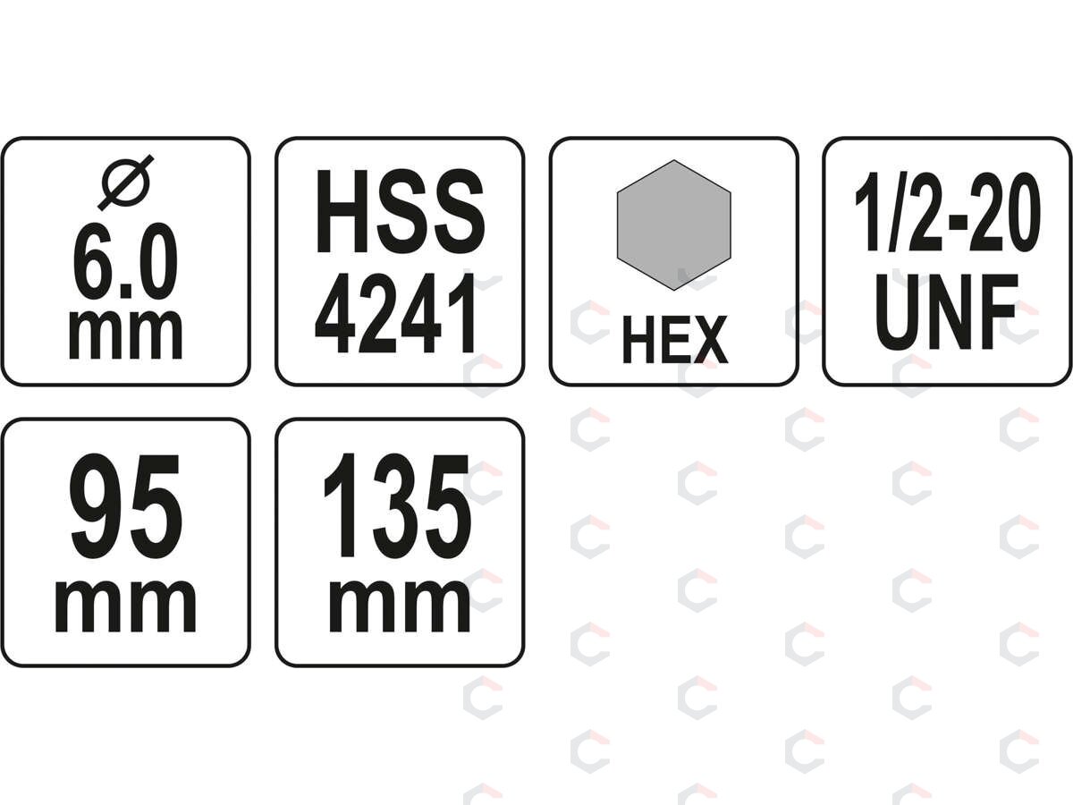 Laikiklis gręžimo karūnai TCT | 1/2"-20UNF | 10 mm Hex (YT-43992) 3