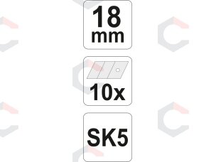 Laužomos geležtės peiliukams | SK5 plienas | 18 mm | 10 vnt. (YT-7529) 3 Laužomos geležtės peiliukams | SK5 plienas | 18 mm | 10 vnt. (YT-7529) 3