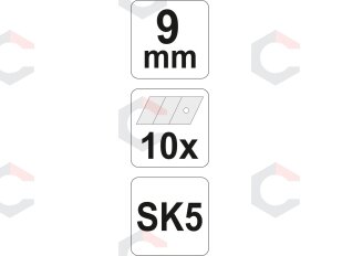 Laužomos geležtės 9mm, 10 vnt (YT-7528) 2