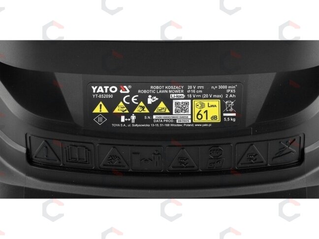 Laidinis vejos robotas YATO | iki 300 m² | 20 V (YT-852090) 9 Laidinis vejos robotas YATO | iki 300 m² | 20 V (YT-852090) 9