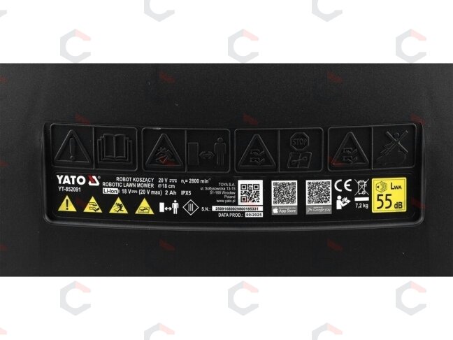 Laidinis vejos robotas YATO | iki 800 m² | Wi-Fi, Bluetooth | 20 V (YT-852092) 9 Laidinis vejos robotas YATO | iki 800 m² | Wi-Fi, Bluetooth | 20 V (YT-852092) 9