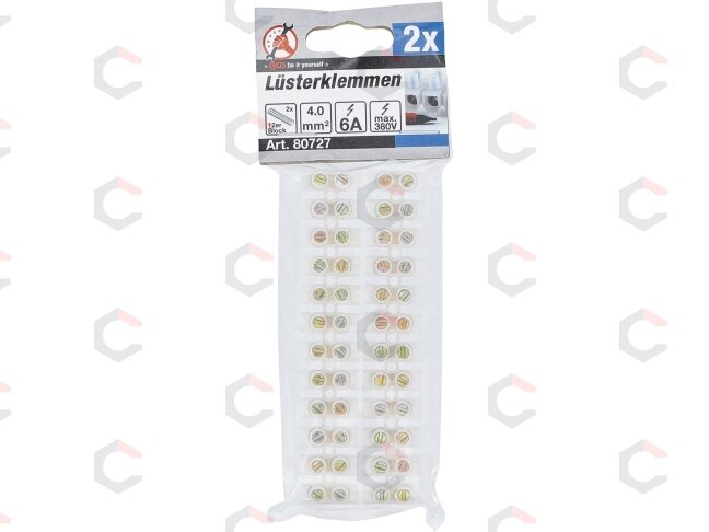 Laidų tvirtinimo gnybtai | 4,0 mm² | 6 amperų | 2 vnt. | 12 vnt. blokelis (80727) 2 Laidų tvirtinimo gnybtai | 4,0 mm² | 6 amperų | 2 vnt. | 12 vnt. blokelis (80727) 2