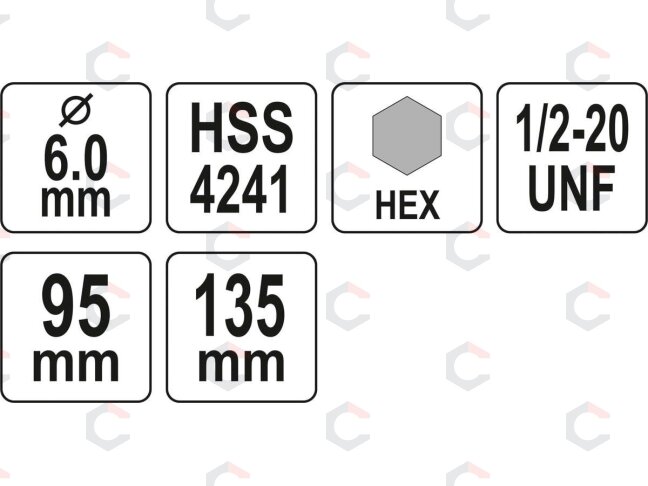 Laikiklis gręžimo karūnai TCT | 1/2"-20UNF | 10 mm Hex (YT-43992) 3