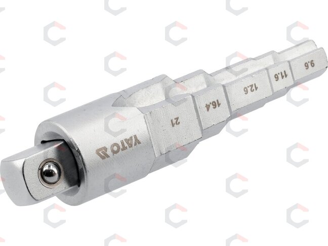 Laiptinis raktas su adapteriu | 12,7 mm (1/2") | 9,6–21 mm (YT-03319) 4 Laiptinis raktas su adapteriu | 12,7 mm (1/2") | 9,6–21 mm (YT-03319) 4