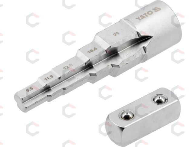 Laiptinis raktas su adapteriu | 12,7 mm (1/2") | 9,6–21 mm (YT-03319) Laiptinis raktas su adapteriu | 12,7 mm (1/2") | 9,6–21 mm (YT-03319)