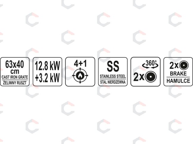 Lauko kepsninė / grilis | dujos | 4 + 1 | nerūdijantis plienas | 16 KW (99652) 11 Lauko kepsninė / grilis | dujos | 4 + 1 | nerūdijantis plienas | 16 KW (99652) 11