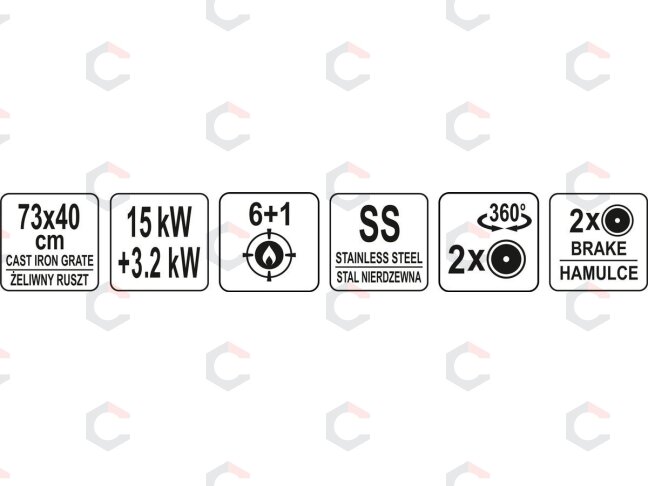 Lauko kepsninė / grilis | dujos | 6 + 1 | nerūdijantis plienas | 18,2 kW (99653) 14