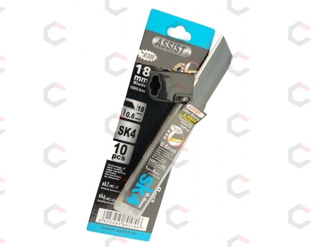 Laužomos geležtės peiliukams | ypač aštrios | SK4 plienas | 18 mm | 10 vnt. (L-100A) 1 Laužomos geležtės peiliukams | ypač aštrios | SK4 plienas | 18 mm | 10 vnt. (L-100A) 1