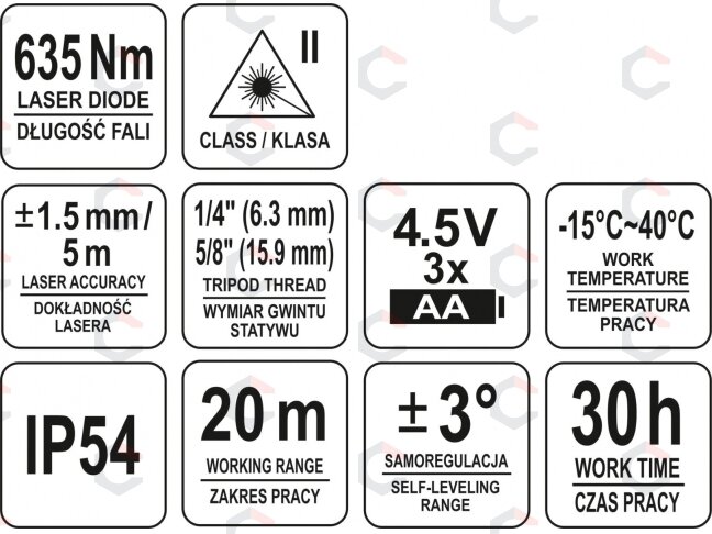 Lazerinis nivelyras | kryžminis lazeris | 0-360° (YT-30425) 4 Lazerinis nivelyras | kryžminis lazeris | 0-360° (YT-30425) 4