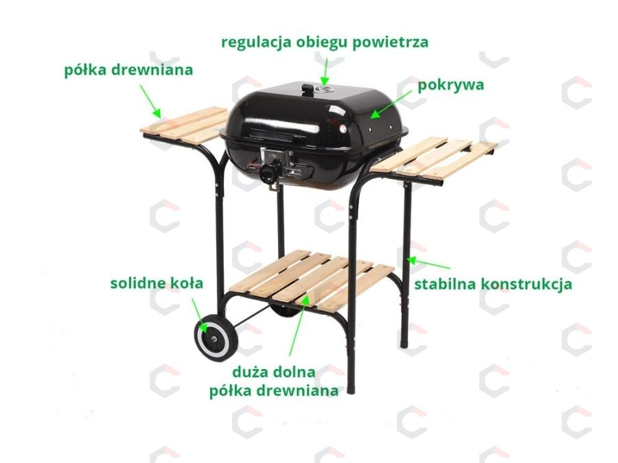 Lauko kepsninė / grilis | su dangčiu ir grotelėmis | medinės lentynos (99581) 6 Lauko kepsninė / grilis | su dangčiu ir grotelėmis | medinės lentynos (99581) 6