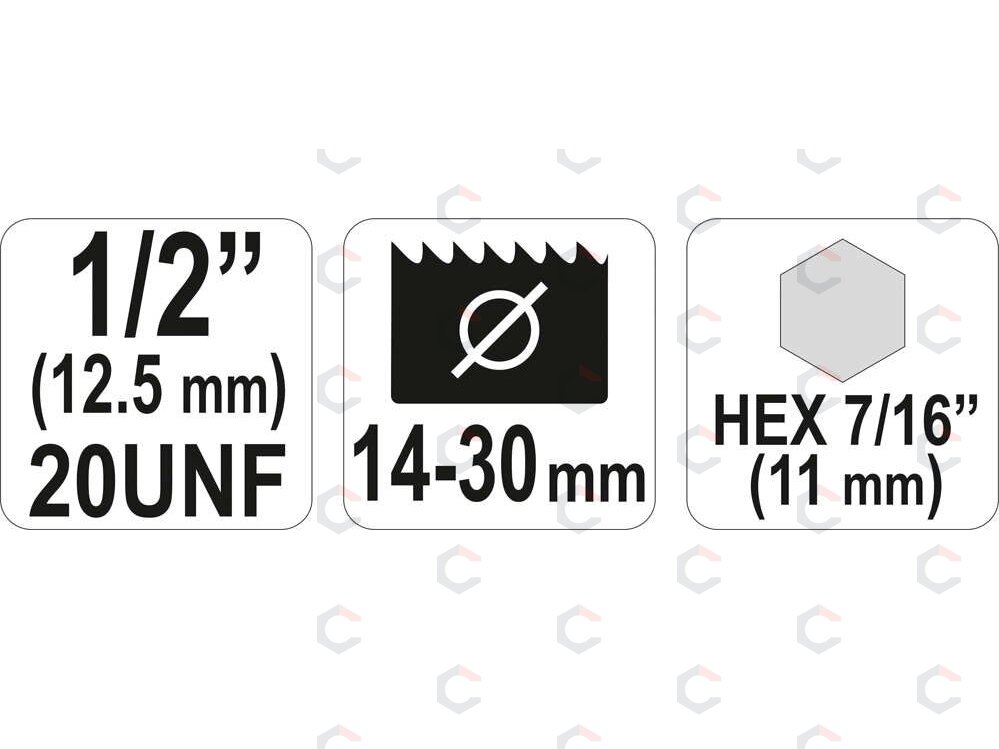 Laikiklis gręžimo karūnai 14-30 mm, 1/2", HEX antgalis (YT-3370) 2 Laikiklis gręžimo karūnai 14-30 mm, 1/2", HEX antgalis (YT-3370) 2