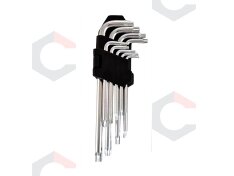 Lenktų ilgų raktų rinkinys | T-star (Torx) T10 - T50 | 9 vnt (ES10700) Lenktų ilgų raktų rinkinys | T-star (Torx) T10 - T50 | 9 vnt (ES10700)