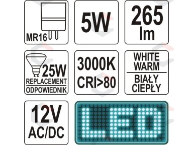 Lemputė LED 230V 5W 250LM WW (YT-81862) Lemputė LED 230V 5W 250LM WW (YT-81862)