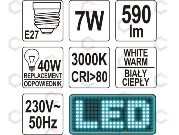 LED lemputė A60 E27 7W 590LM 230V (YT-81851) 2 LED lemputė A60 E27 7W 590LM 230V (YT-81851) 2
