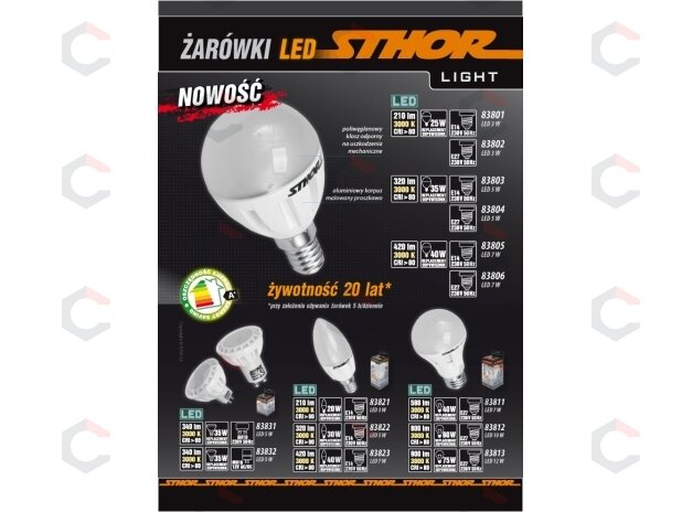 LED lemputė C37, E14, 3W, 230V, 210LM 3000K (83821) 5