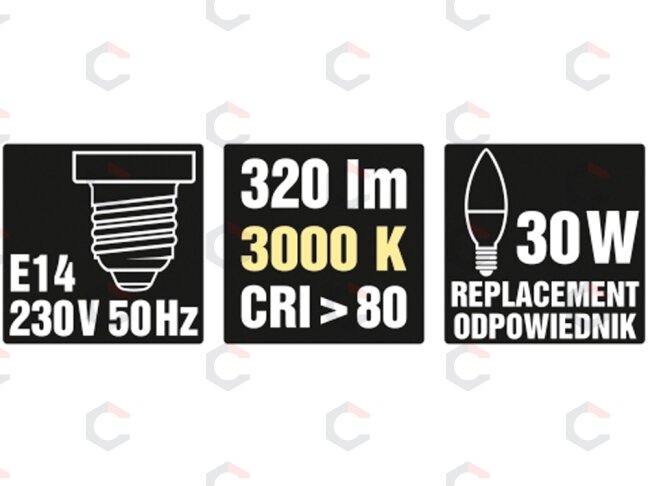 LED lemputė C37 E14 230V 5W 320LM 3000K (83822) 4 LED lemputė C37 E14 230V 5W 320LM 3000K (83822) 4