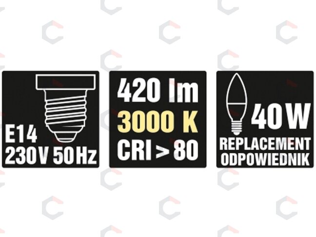 LED lemputė C37 E14 230V 7W 420LM 3000K (83823) 4