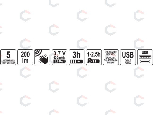 Akumuliatorinis galvos žibintas | 200 lm | judesio jutiklis | USB-C | Sthor (88682) 8 Akumuliatorinis galvos žibintas | 200 lm | judesio jutiklis | USB-C | Sthor (88682) 8