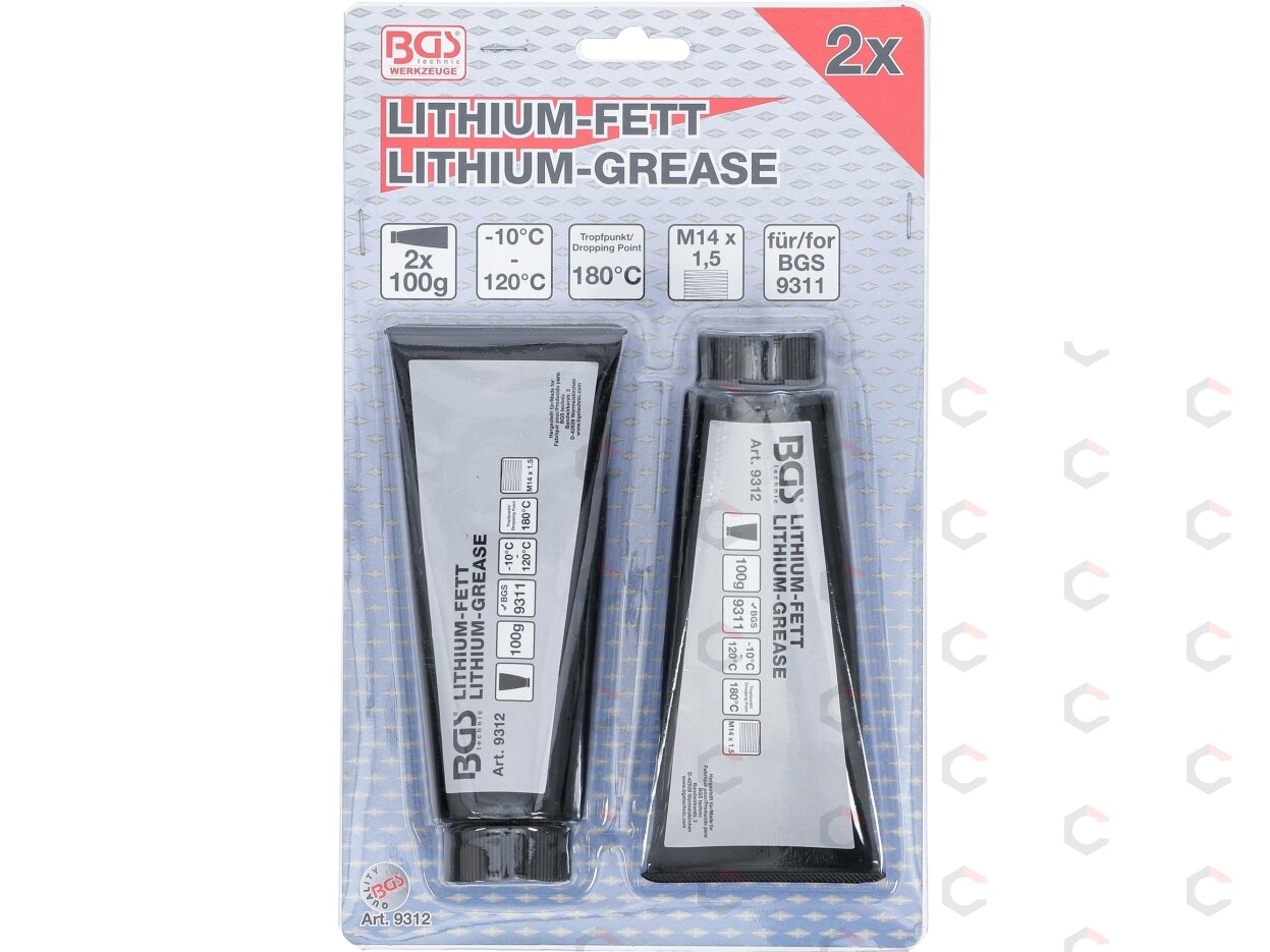 Ličio tepalas tepalo pistoletui BGS 9311 | 2 tūbelės (9312) 2 Ličio tepalas tepalo pistoletui BGS 9311 | 2 tūbelės (9312) 2