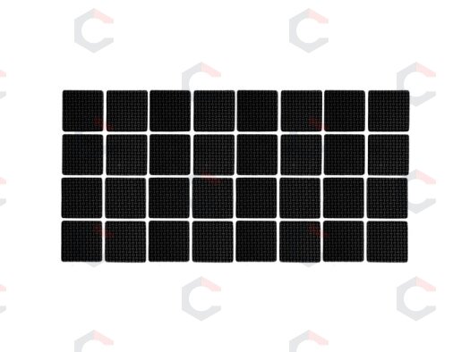 Lipnūs padukai baldams juodi 18x18mm 32vnt. (74895) Lipnūs padukai baldams juodi 18x18mm 32vnt. (74895)
