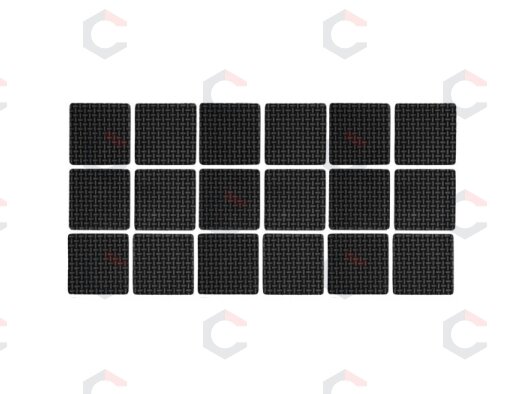 Lipnūs padukai baldams juodi 25x25mm 18vnt. (74896) Lipnūs padukai baldams juodi 25x25mm 18vnt. (74896)