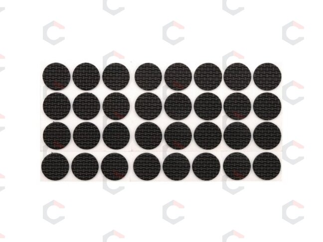 Lipnūs padukai baldams juodi 18mm/32vnt. (74885) Lipnūs padukai baldams juodi 18mm/32vnt. (74885)