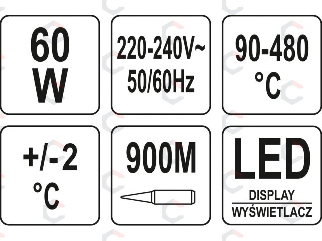 Litavimo stotelė su skaitmeniniu LED ekranu | 900 mm | 60 W (YT-82460) 5 Litavimo stotelė su skaitmeniniu LED ekranu | 900 mm | 60 W (YT-82460) 5