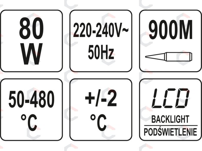 Lituoklis su LCD ekranu | 80 W | 50–480 °C | 900M antgaliai (YT-82701) 4 Lituoklis su LCD ekranu | 80 W | 50–480 °C | 900M antgaliai (YT-82701) 4