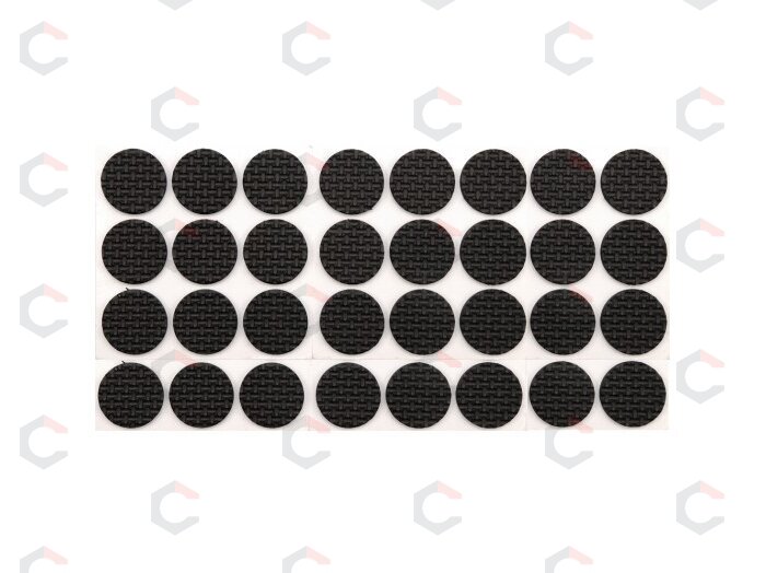 Lipnūs padukai baldams juodi 18mm/32vnt. (74885) Lipnūs padukai baldams juodi 18mm/32vnt. (74885)