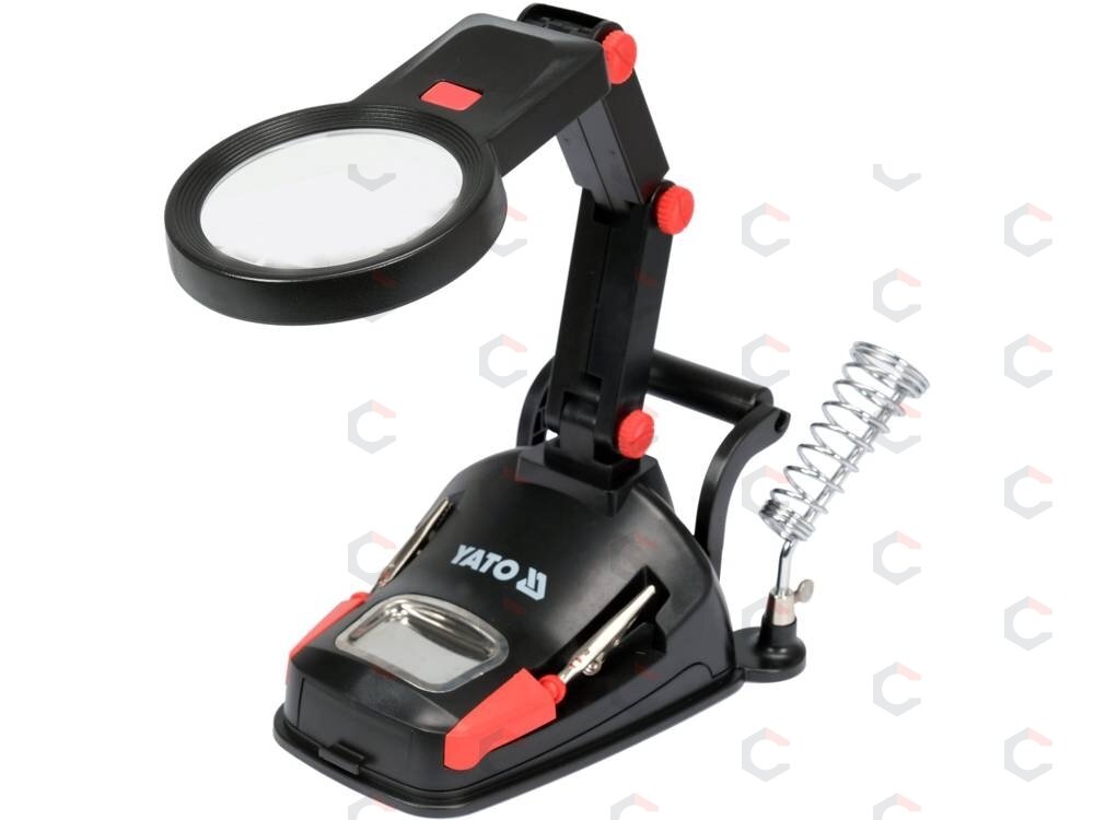 Pagalbinis laikiklis litavimui su LED apšvietimu ir lupa (YT-73861) Pagalbinis laikiklis litavimui su LED apšvietimu ir lupa (YT-73861)