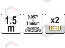 Lyginimo lenta / gulsčiukas su 2 rankenomis | aliumininė | 1,5 m (YT-3076) 1 Lyginimo lenta / gulsčiukas su 2 rankenomis | aliumininė | 1,5 m (YT-3076) 1