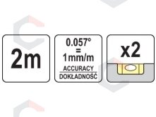 Lyginimo lenta / gulsčiukas | aliumininė 2 akutės | 2 m (YT-3072) 1 Lyginimo lenta / gulsčiukas | aliumininė 2 akutės | 2 m (YT-3072) 1