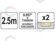 Lyginimo lenta / gulsčiukas su 2 rankenomis | 2,5 m (YT-3078) 1 Lyginimo lenta / gulsčiukas su 2 rankenomis | 2,5 m (YT-3078) 1