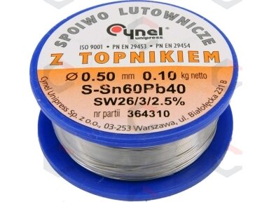 Lydmetalio viela Ø 0,50mm. 100g. su fliusu (76800)
