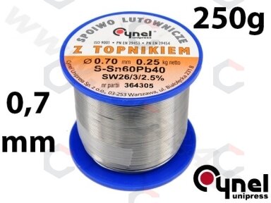 Lydmetalio viela Ø 0,70mm. 250g su fliusu (76807)