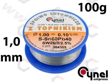 Lydmetalio viela Ø 1,00mm. 100g su fliusu (76810)