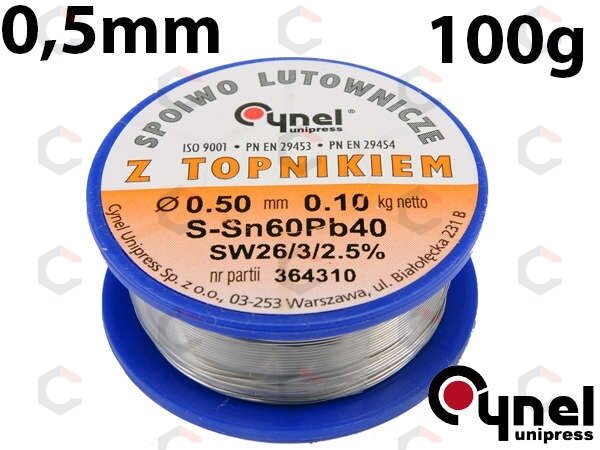 Lydmetalio viela Ø 0,50mm. 100g. su fliusu (76800) Lydmetalio viela Ø 0,50mm. 100g. su fliusu (76800)