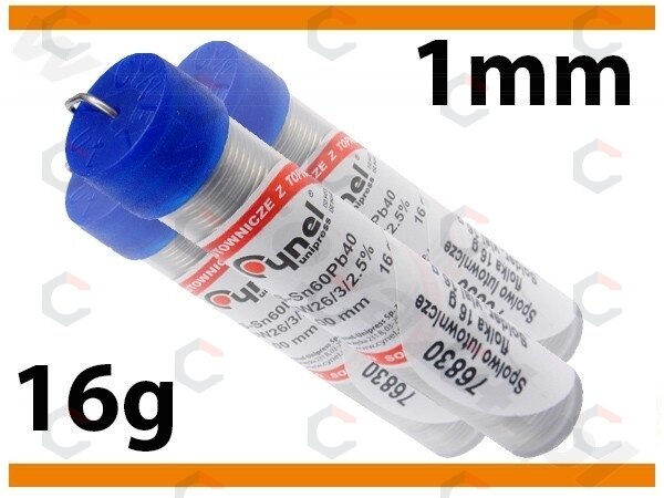 Lydmetalio viela tūtelėje – Ø1,0 mm | 16 g | Sn60Pb40, su fliusu (76830) Lydmetalio viela tūtelėje – Ø1,0 mm | 16 g | Sn60Pb40, su fliusu (76830)