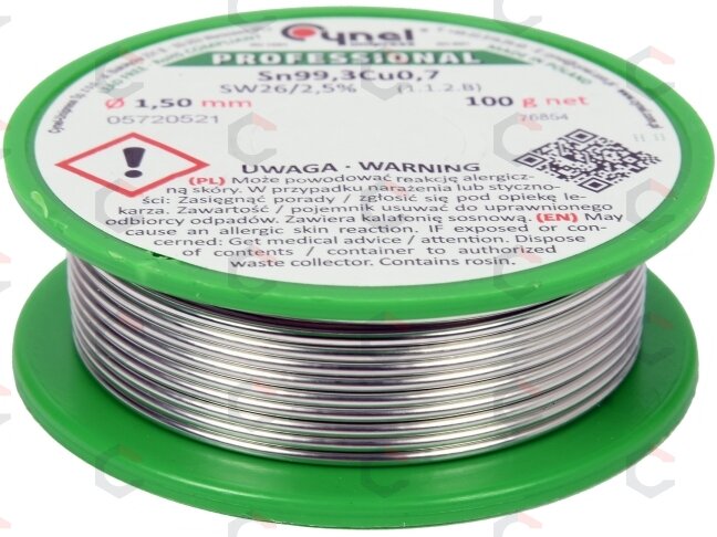 Lydmetalis be švino | Ø 1.5 mm | 100g (76854) Lydmetalis be švino | Ø 1.5 mm | 100g (76854)