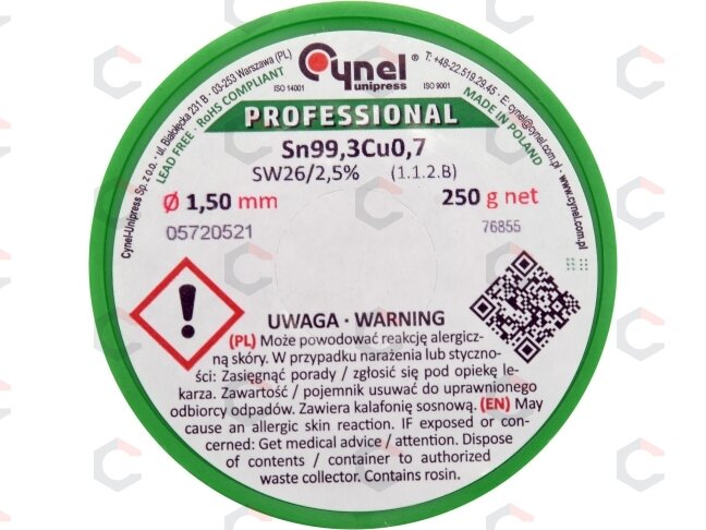 Lydmetalis be švino | Ø 1.5 mm | 250g (76855) 1