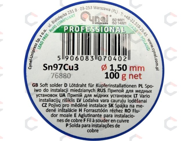 Lydmetalis minkštas | Ø 1.5 mm | 100g (76880) 1 Lydmetalis minkštas | Ø 1.5 mm | 100g (76880) 1