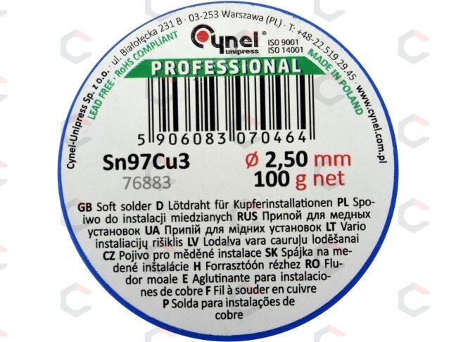 Lydmetalis minkštas | Ø 2.5 mm | 100g (76883) 1 Lydmetalis minkštas | Ø 2.5 mm | 100g (76883) 1