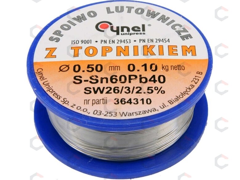 Lydmetalio viela Ø 0,50mm. 100g. su fliusu (76800) 1 Lydmetalio viela Ø 0,50mm. 100g. su fliusu (76800) 1