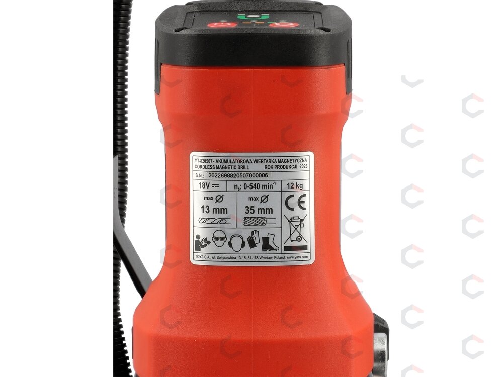 Akumuliatorinis magnetinis gręžtuvas | 18 V | Ø 35 mm | 11000 N | YATO (YT-820507) 8 Akumuliatorinis magnetinis gręžtuvas | 18 V | Ø 35 mm | 11000 N | YATO (YT-820507) 8