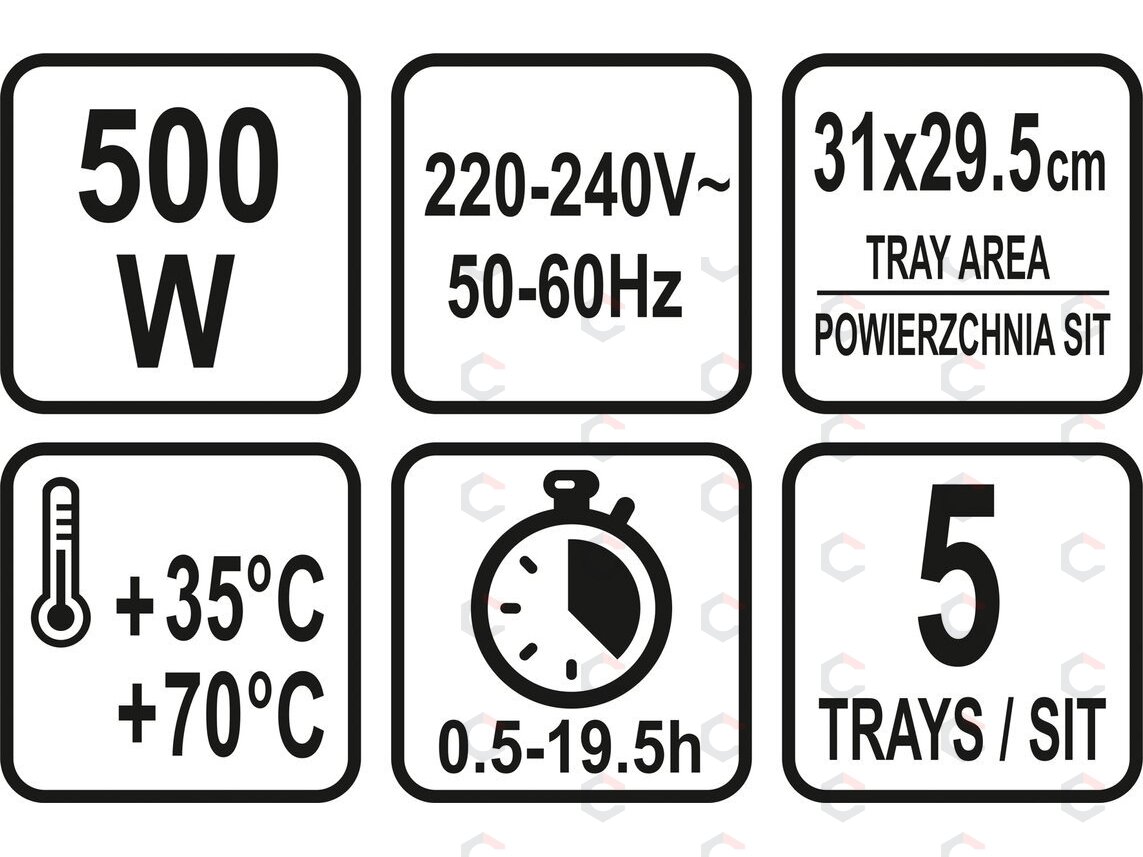 Maisto džiovintuvas | 5 sieteliai | su laikmačiu | 420-500W (68271) 9 Maisto džiovintuvas | 5 sieteliai | su laikmačiu | 420-500W (68271) 9