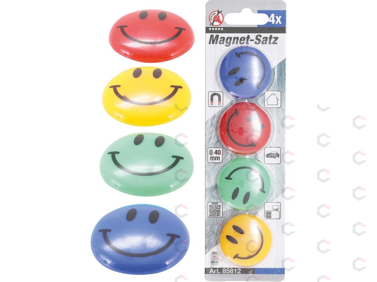 Magnetų rinkinys | "Šypsokis" | Ø 40 mm | 4 vnt. (85812) 2 Magnetų rinkinys | "Šypsokis" | Ø 40 mm | 4 vnt. (85812) 2