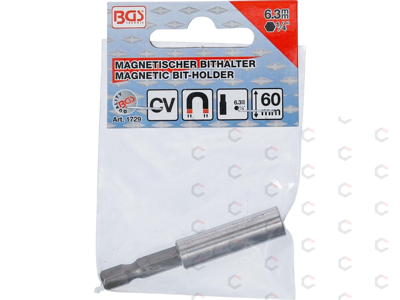 Magnetinis antgalių laikiklis | išorinis šešiakampis 6,3 mm (1/4") | 60 mm (1729) 3 Magnetinis antgalių laikiklis | išorinis šešiakampis 6,3 mm (1/4") | 60 mm (1729) 3