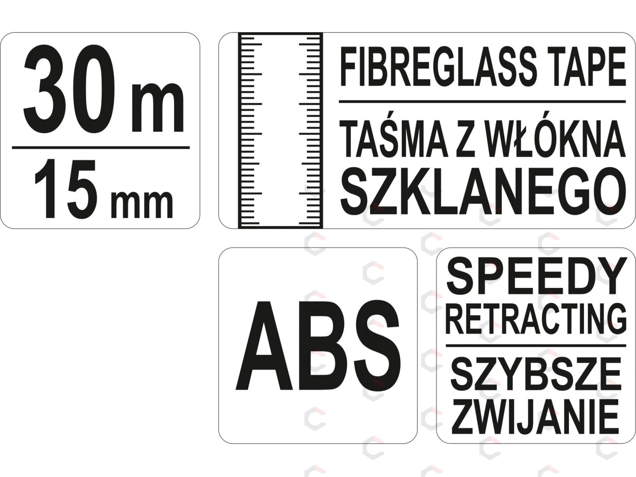 Matavimo juosta stiklo pluošto | 30 m X 15 mm geodezinė (YT-71540) 3 Matavimo juosta stiklo pluošto | 30 m X 15 mm geodezinė (YT-71540) 3