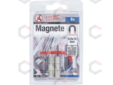 Magnetų rinkinys | ypač stiprūs | Ø 9,5 mm | 6 vnt. (79919B)