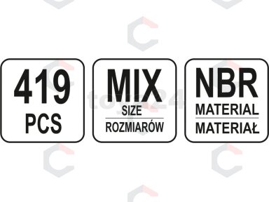 Manžetų rinkinys | 3 - 50 mm Ø | 419 vnt. (YT-06876) Manžetų rinkinys | 3 - 50 mm Ø | 419 vnt. (YT-06876)